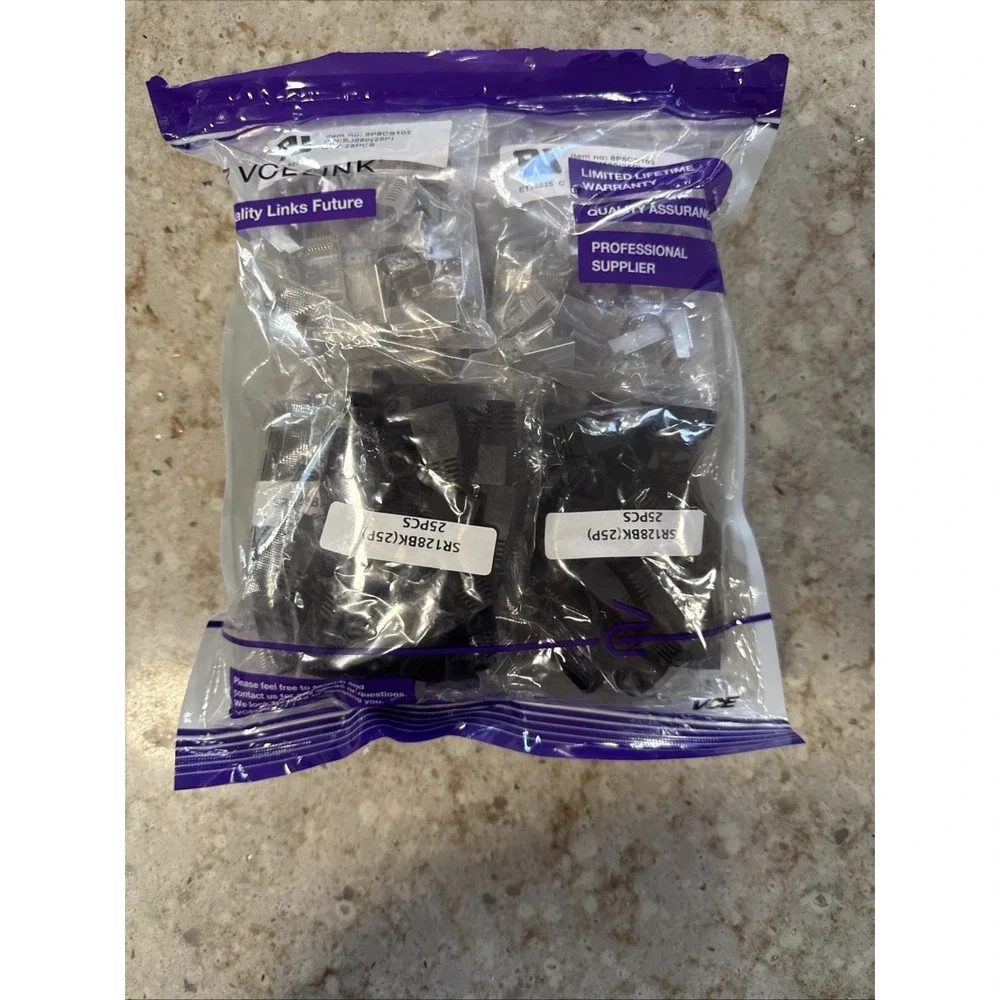 VCELINK Cat5e RJ45 Pass Through Connectors w/ RJ45 Strain Relief Boots‎ 100-Pack
